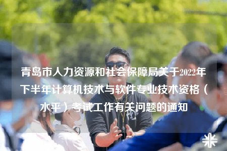 青岛市人力资源和社会保障局关于2022年下半年计算机技术与软件专业技术资格（水平）考试工作有关问题的通知
