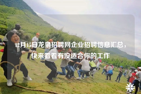 12月15日龙泉招聘网企业招聘信息汇总，快来看看有没适合你的工作