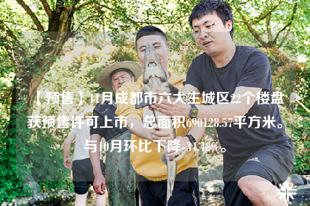 【预售】11月成都市六大主城区22个楼盘获预售许可上市，总面积690128.57平方米。与10月环比下降-34.48%。